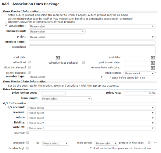 Add dues package