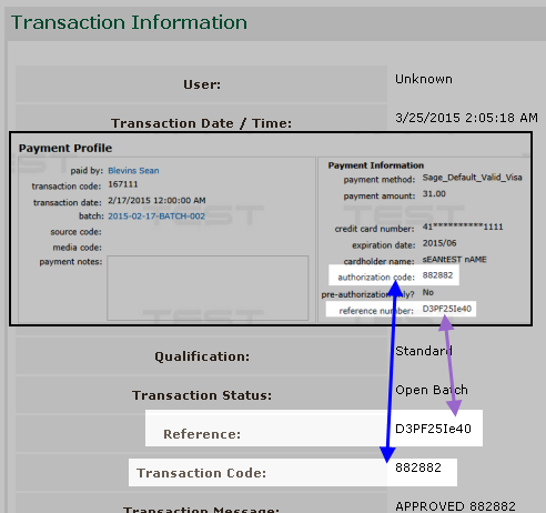 Sage Reference Number