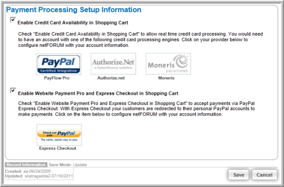 Setting Up Payment Processing Options in Abila netFORUM Pro