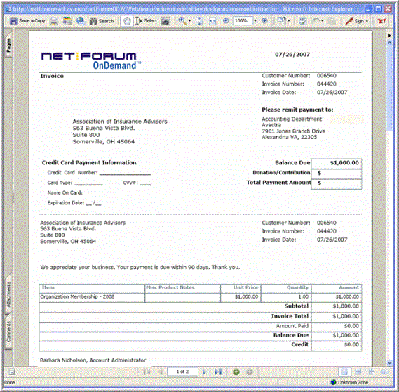 wef net invoices online