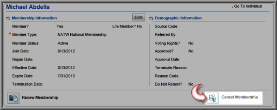 How can I remove a membership for an associated member when