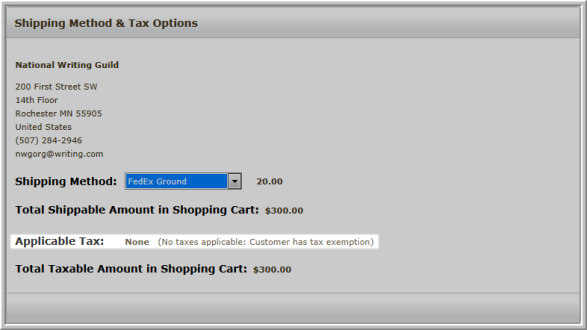 Applying Tax Exemptions in the Online Store