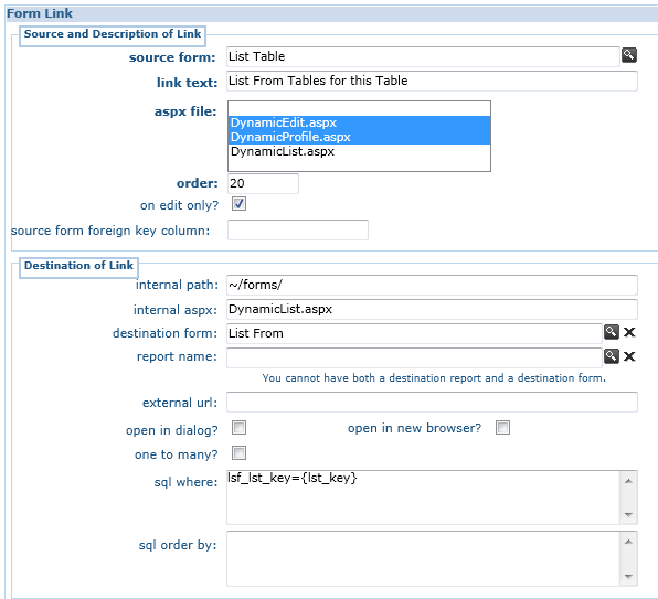 Form Link directing to a List results